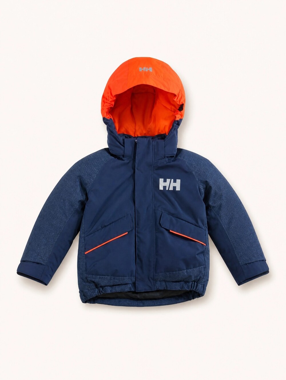 Helly Hansen Kids Navy Jacket with Bright Orange Hood